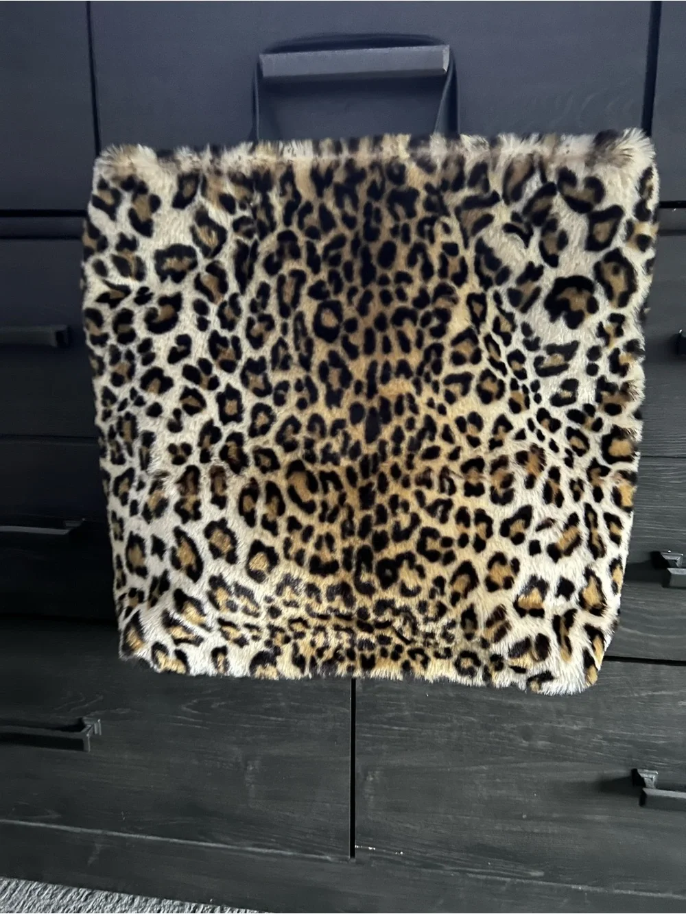 Leopard Print Faux Fur Throw Pillow Cover - Brown new